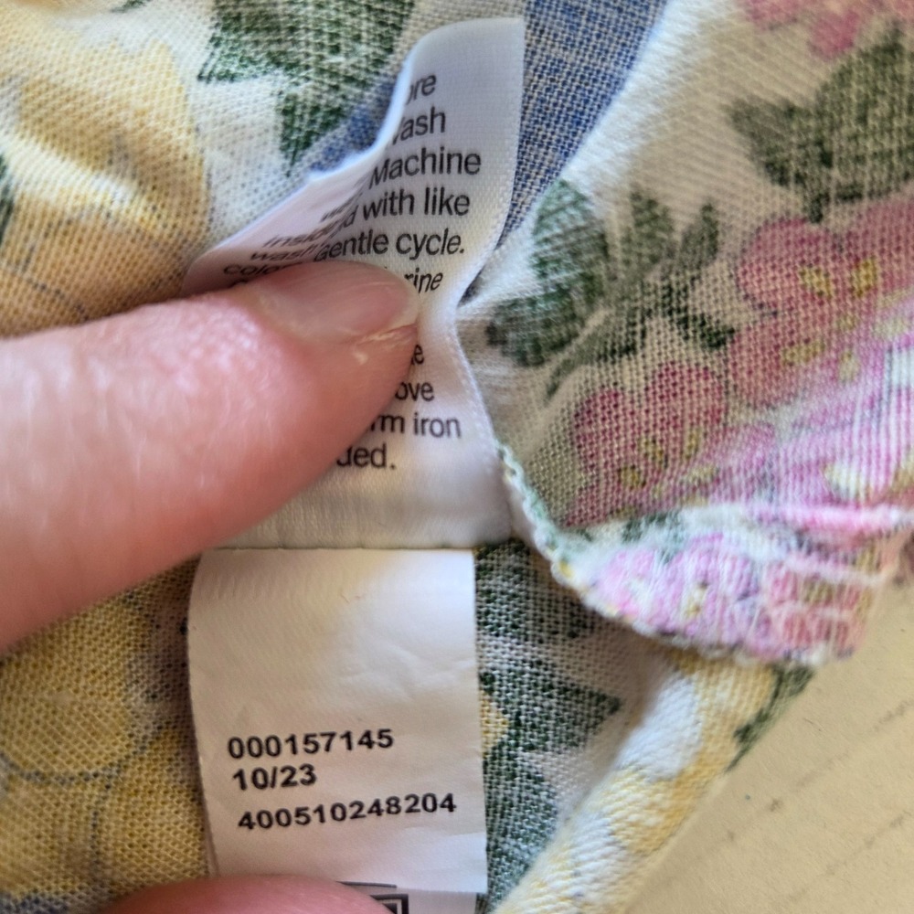 Sonoma Coastal Linen Shift Dress Floral Cottagecore Pintuck Pockets NEW PXL - Picture 12 of 16